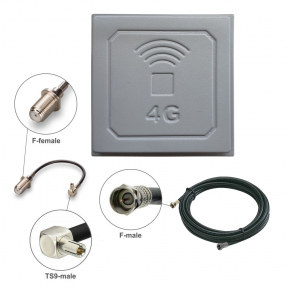Комплект посилення сигналу 3G/4G LTE R-Net Квадрат-17 17 dBi + кабель 5 метрів + перехідник TS9