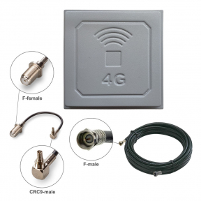Комплект посилення сигналу 3G/4G LTE R-Net Квадрат-17 17 dBi + кабель 10 метрів + перехідник CRC9