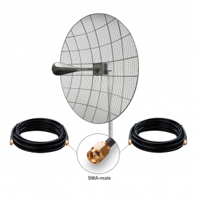 Комплект посилення сигналу 3G/4G LTE MIMO Kroks KNA30-1700/2700 30dBi + 2 кабелі по 10 метрів + перехідники SMA