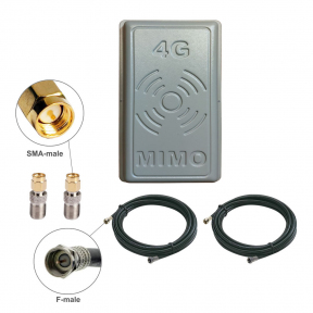 Комплект посилення сигналу 3G/4G LTE R-Net Панель-17 MIMO 2 x 17 dBi + 2 кабелі по 5 метрів + перехідники SMA