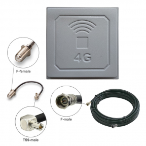 Комплект посилення сигналу 3G/4G LTE R-Net Квадрат-17 17 dBi + кабель 10 метрів + перехідник TS9