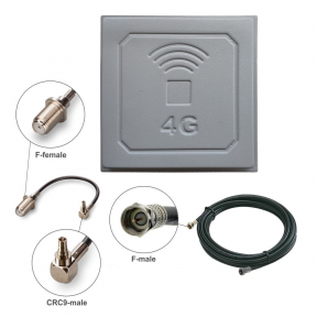 Комплект усиления сигнала 3G/4G LTE R-Net Квадрат-17 17 dBi + кабель 5 метров + переходник CRC9