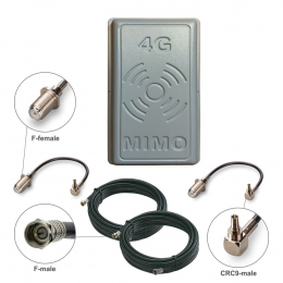 Комплект посилення сигналу 3G/4G LTE R-Net Панель-17 MIMO 2x17 dBi + 2 кабелі по 15 метрів + перехідники CRC9