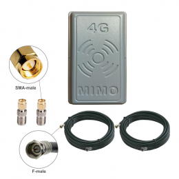Комплект посилення сигналу 3G/4G LTE R-Net Панель-17 MIMO 2x17 dBi + 2 кабелі по 15 метрів + перехідники SMA