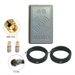 Комплект посилення сигналу 3G/4G LTE R-Net Панель-17 MIMO 2x17 dBi + 2 кабелі по 20 метрів + перехідники SMA