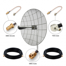 Комплект посилення сигналу 3G/4G LTE MIMO Kroks KNA30-1700/2700 30dBi + 2 кабелі по 5 метрів + перехідники TS9